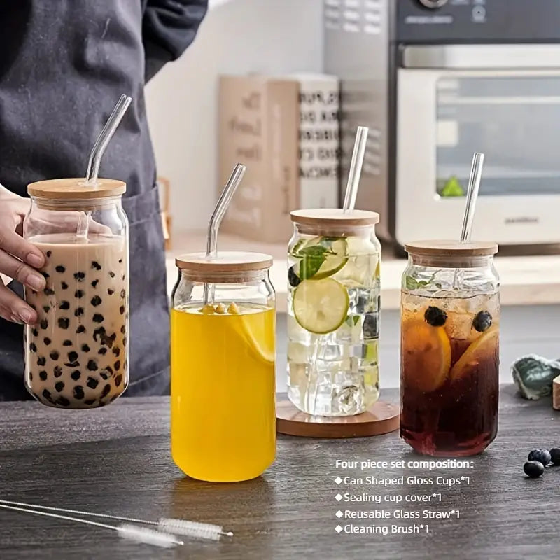 Bocaux en Verre avec Pailles (x3)