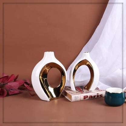 Vases design blanc doré