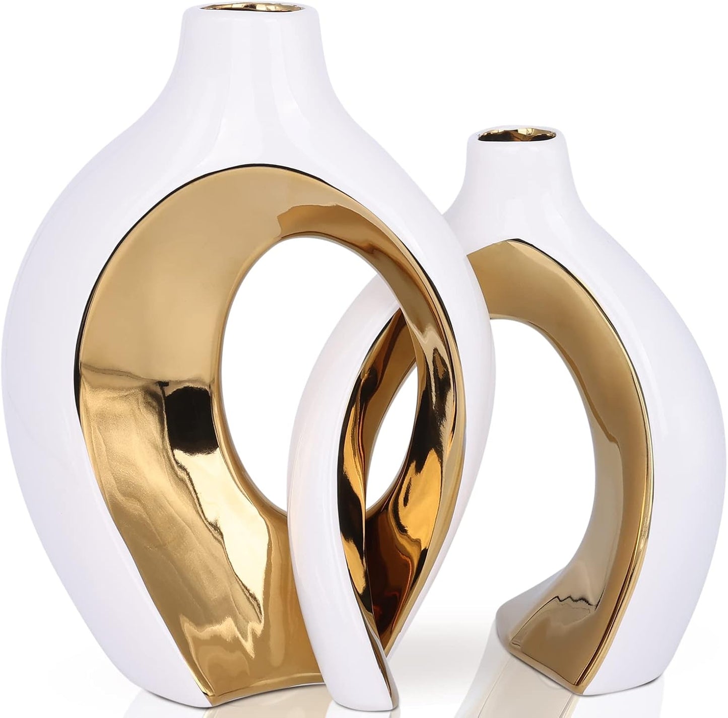 Vases design blanc doré