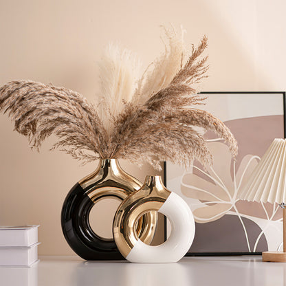 Vase Décoratif Moderne Noir & Or