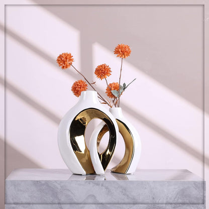 Vases design blanc doré