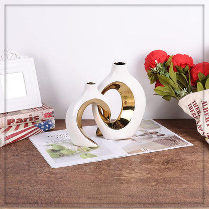 Vases design blanc doré