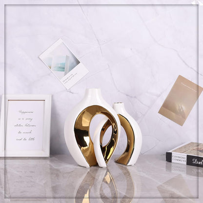 Vases design blanc doré