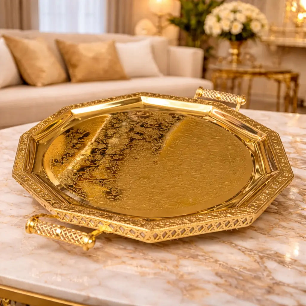 Plateau Marocain Doré Luxe