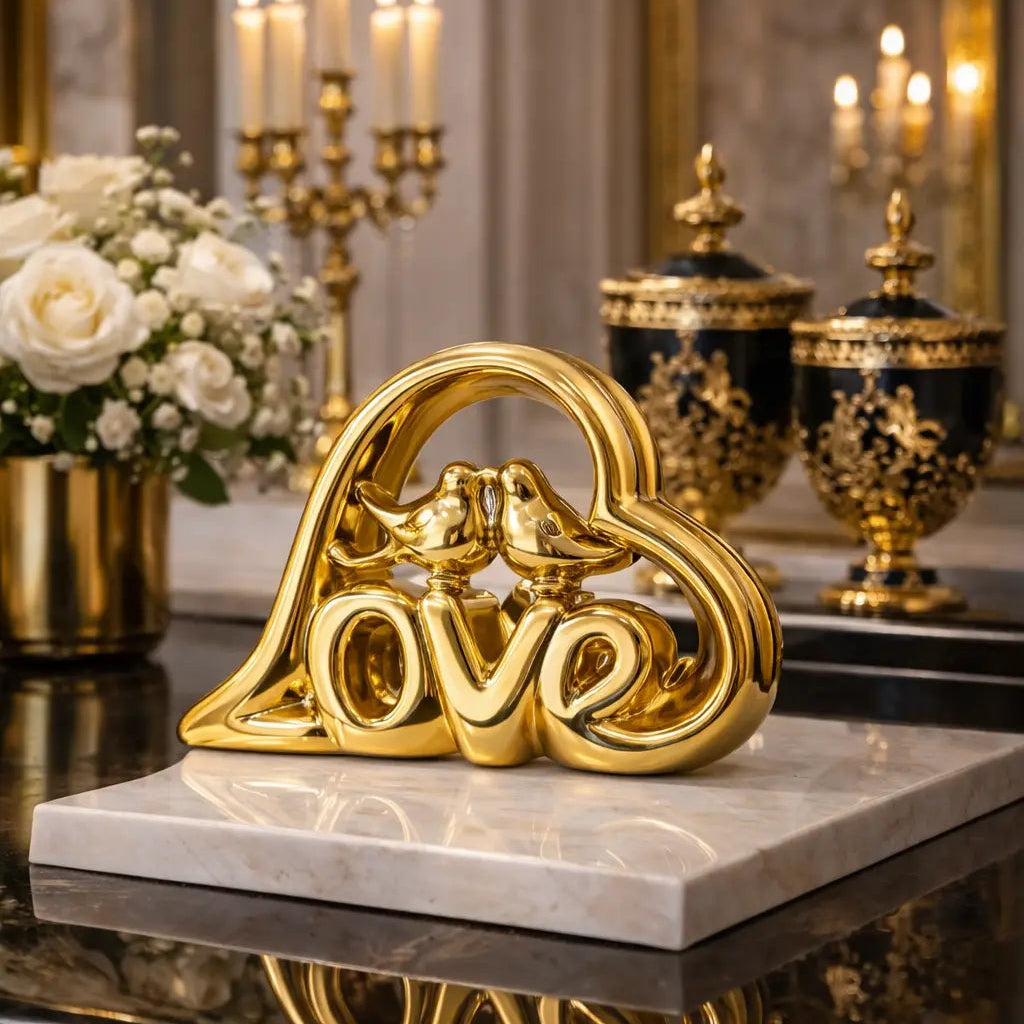 Statue LOVE Dorée
