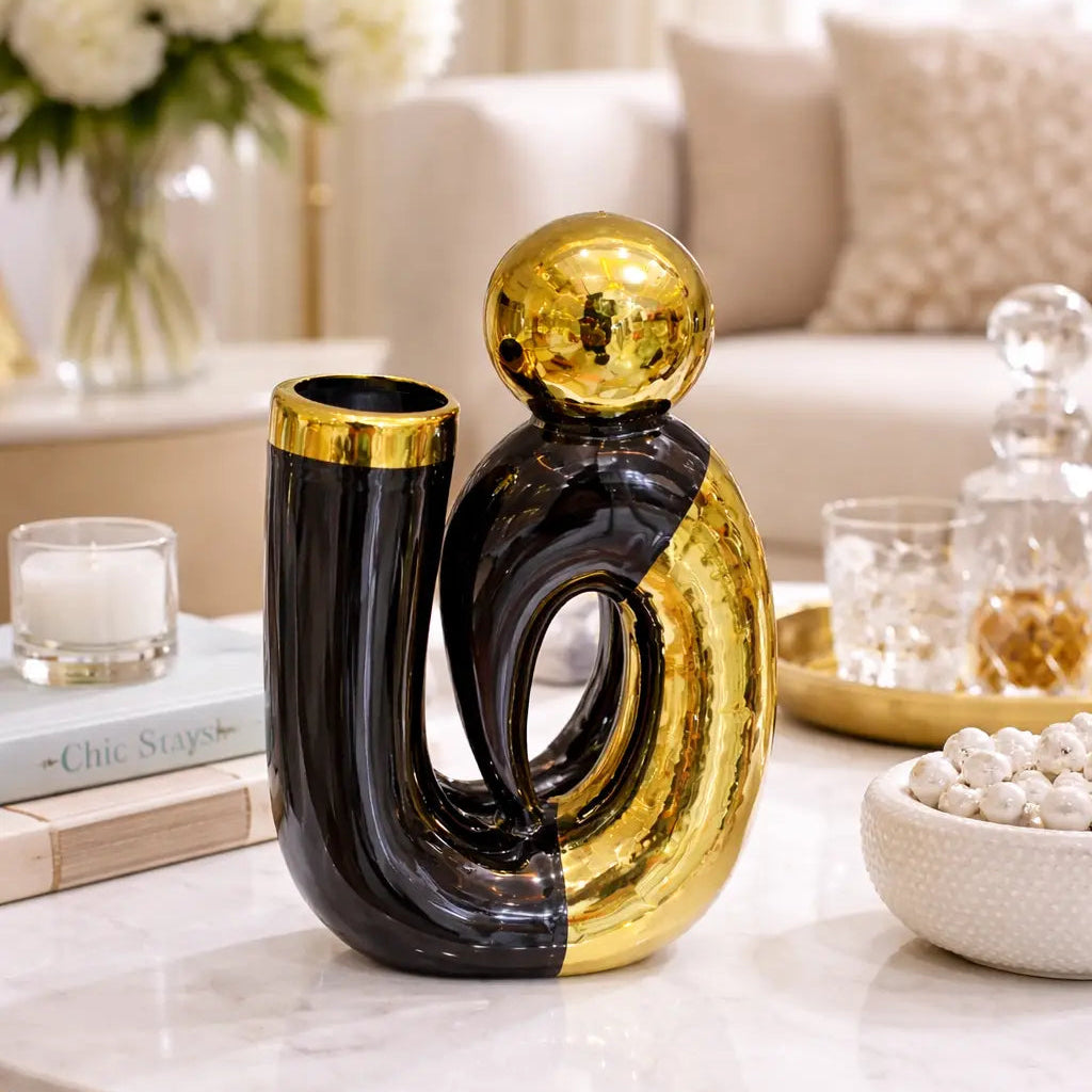 VASE DESIGN LUXE OR NOIR