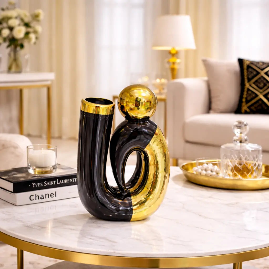 VASE DESIGN LUXE OR NOIR