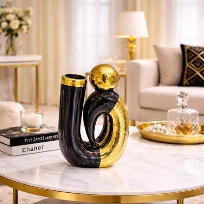VASE DESIGN LUXE OR NOIR