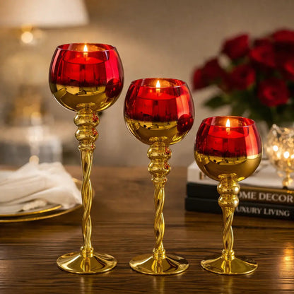 Bougeoirs Verre Doré