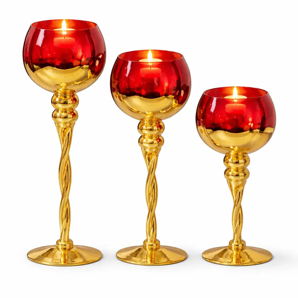 Bougeoirs Verre Doré