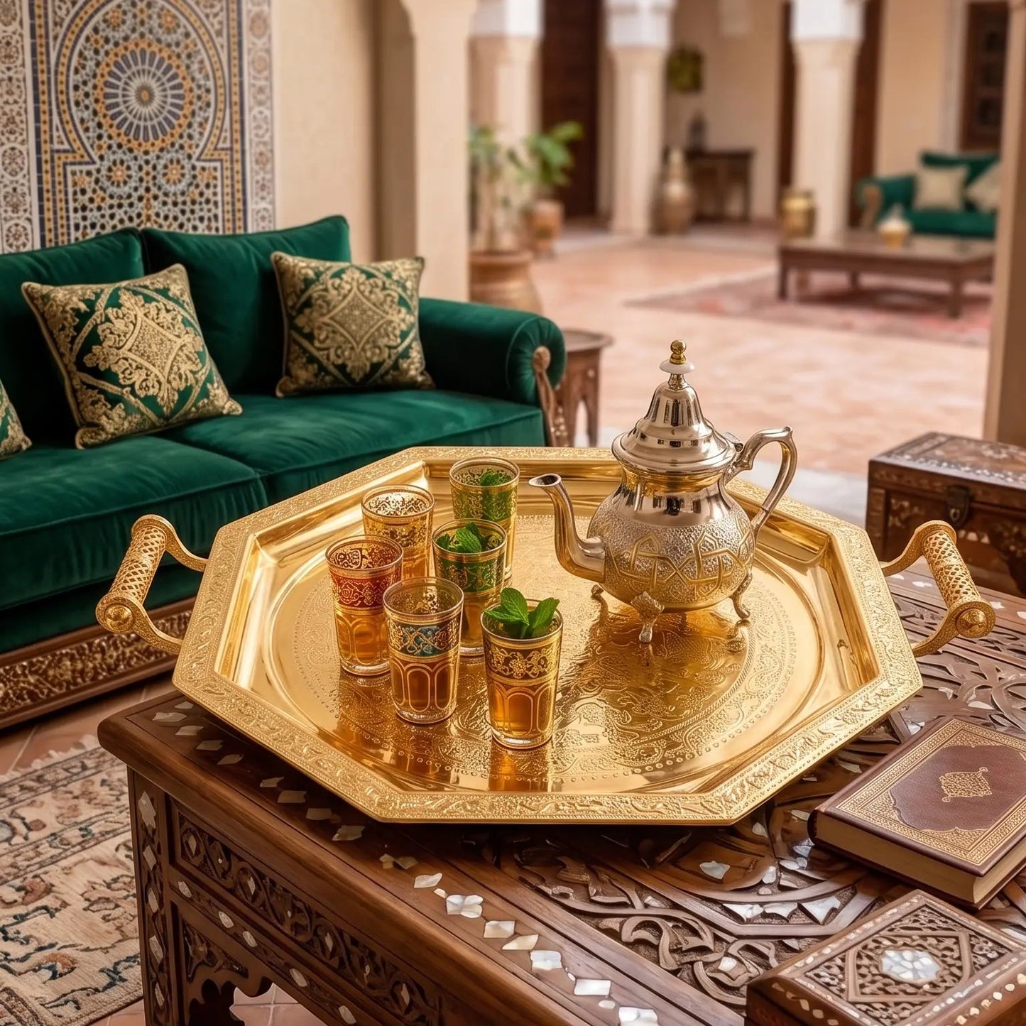 Plateau Marocain Doré Luxe