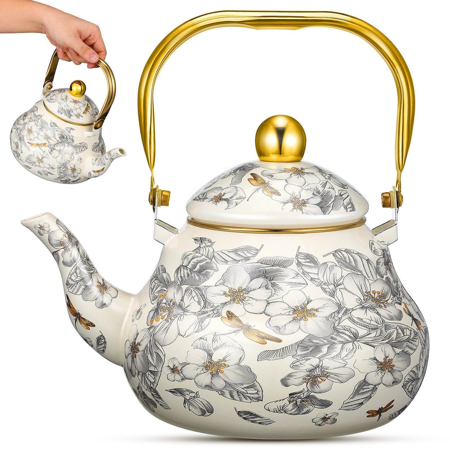Bouilloire Émaillée Vintage Florale