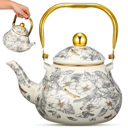 Bouilloire Émaillée Vintage Florale