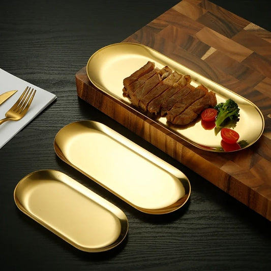 Plateaux Décoratifs Dorés (x3)