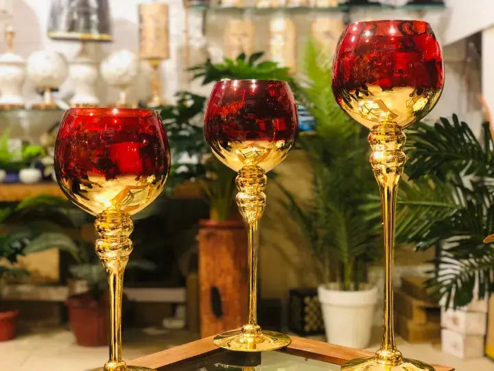 Bougeoirs Verre Doré