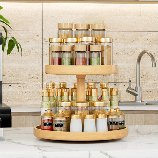 Étagère rotative bambou cuisine